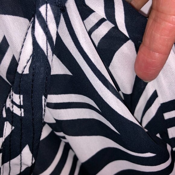 Banana Republic Belted Shirt Dress Dark Blue & White Women's Size 8 - Picture 7 of 13